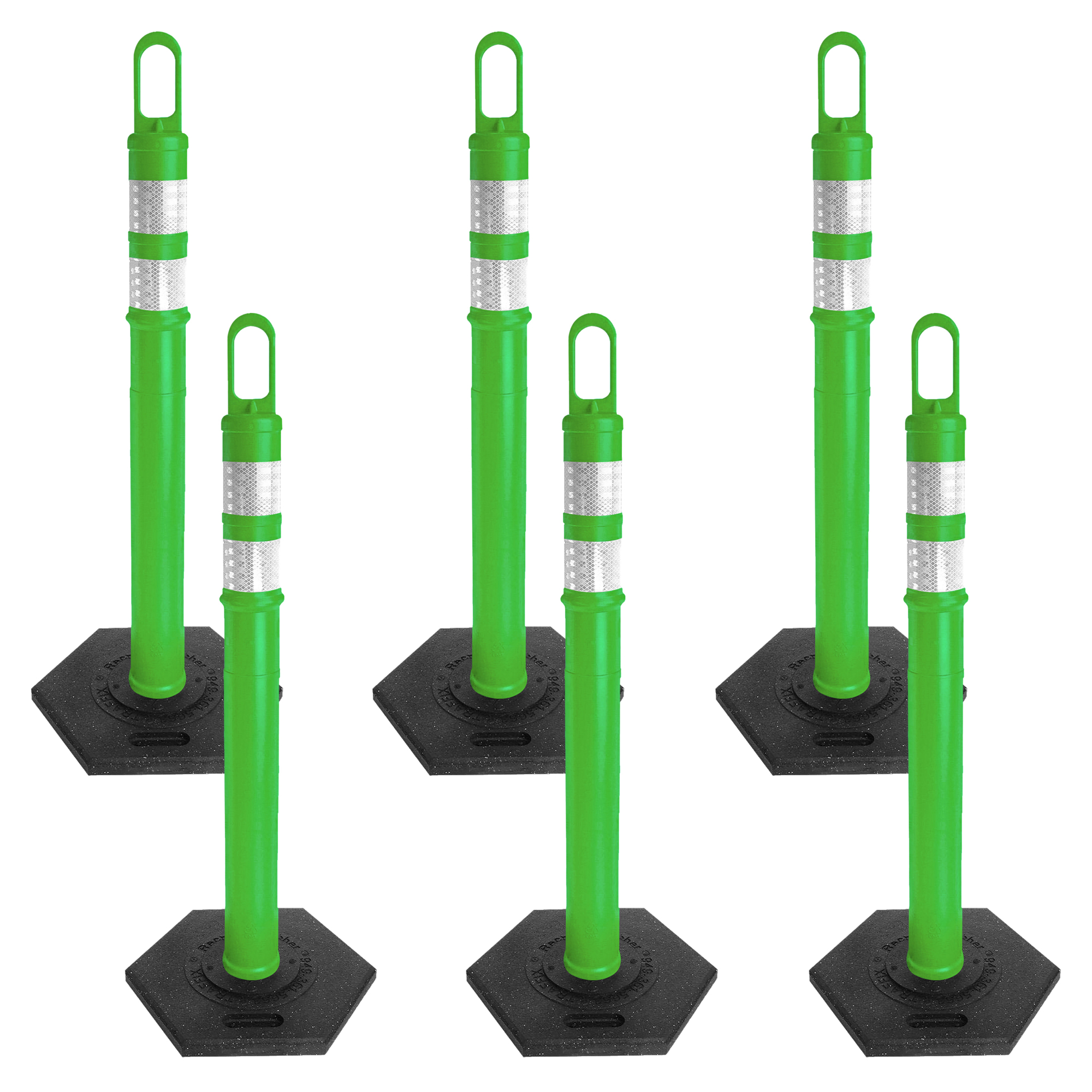 Mr. Chain Green Delineators — 47.5in. Height, Reflective Collars, 18-Lb. Rubber Base, 6-Pack, Model# 78204-6